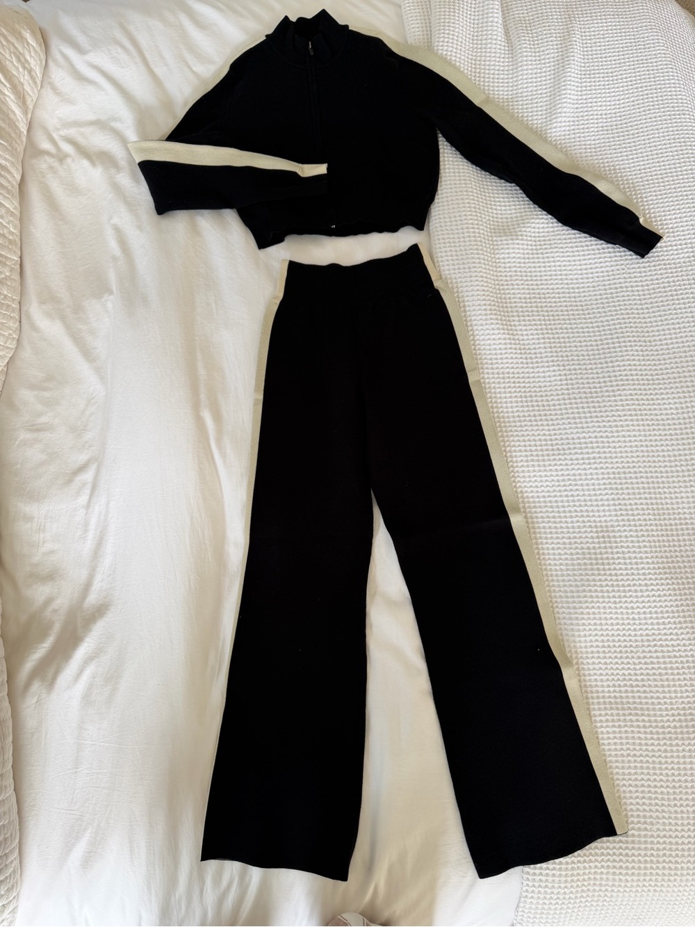 Spiritual Gangster Track Set - Wide-Leg Pants with Side Stripe and Zip Jacket